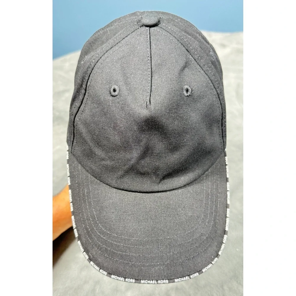 Michael Kors Baseball Cap Adjustable Black Logo Strap Trim Hat